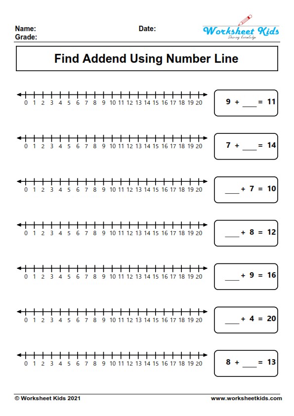 missing addend number line up to 20