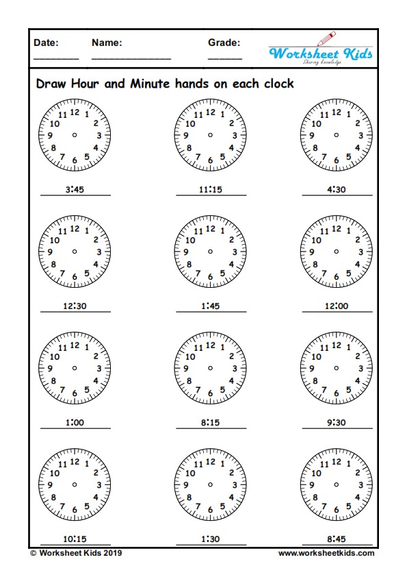 printable clock worksheets
