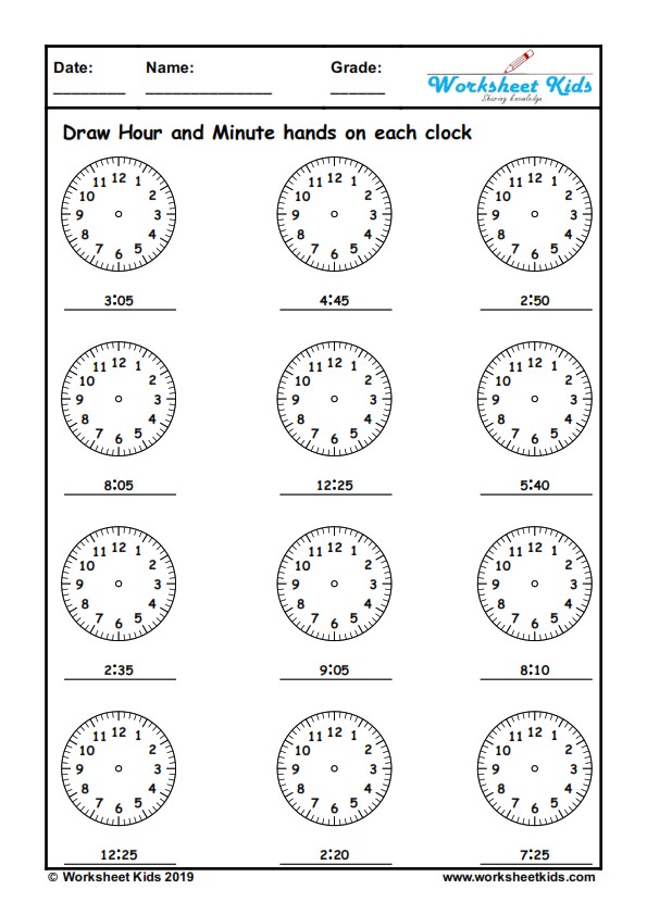 digital clock worksheets free