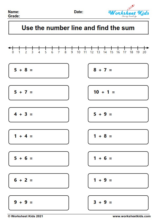 2nd grade number line addition