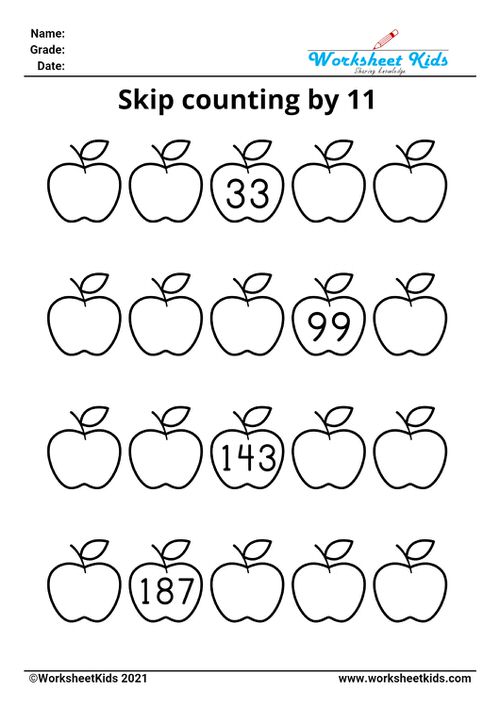 Skip counting by 11 worksheet