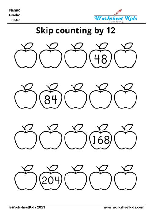 Skip counting by 12 worksheet