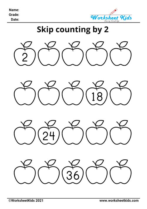 Skip counting by 2 worksheet