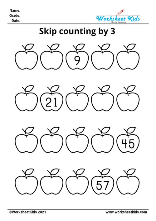 Skip counting by 3 worksheet