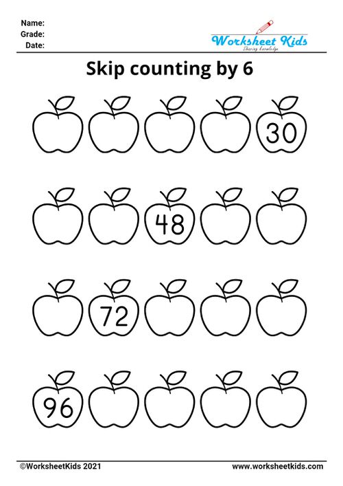 Skip counting by 6 worksheet