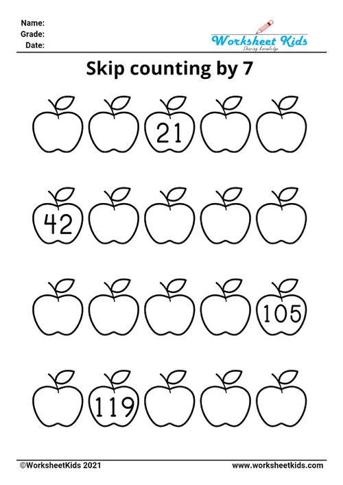 Skip counting by 7 worksheet