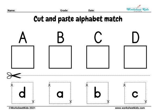 cut and paste alphabet worksheets uppercase lowercase match