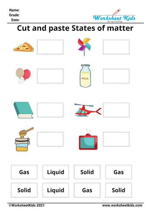 cut and paste states of matter activity worksheets pdf