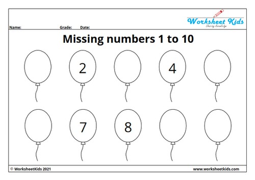 find the missing numbers 1 to 10 worksheets kindergarten preschool