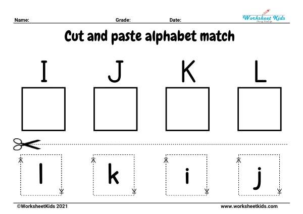 matching upper and lowercase letters cut and paste