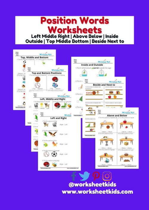 spatial awareness activities position worksheets for kindergarten preschool grade 1