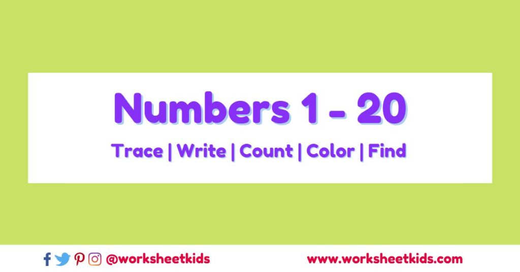 Numbers 1 - 20 Trace Write Count Color Find