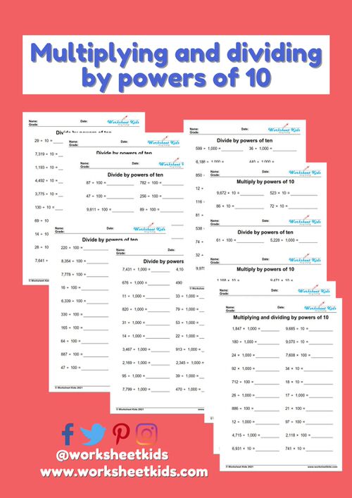 Dividing Whole Numbers By Powers Of 10 Worksheet Pdf