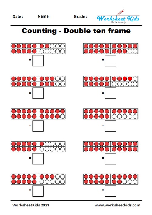 double ten frame counting worksheets within 20