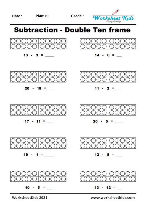 double ten frame subtraction first grade