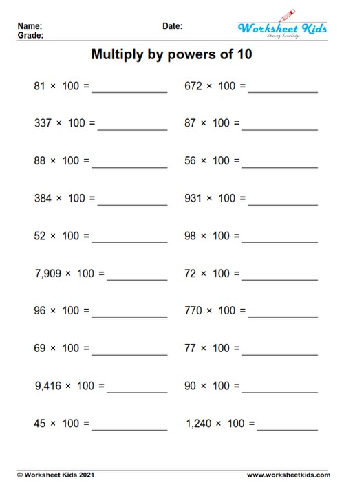 multiplying by 100 worksheets pdf