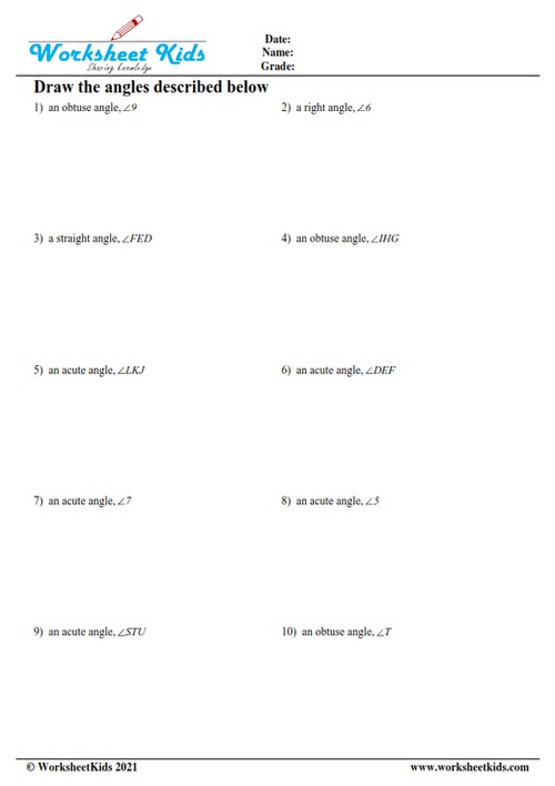 acute obtuse right and straight angles worksheets with answers