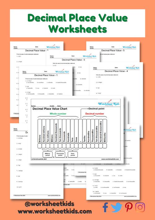 decimal place value chart and worksheets for 5th grade