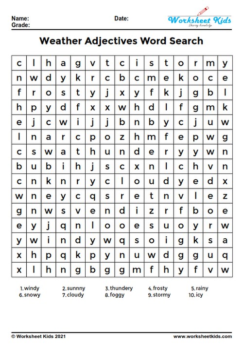 meteorology word search