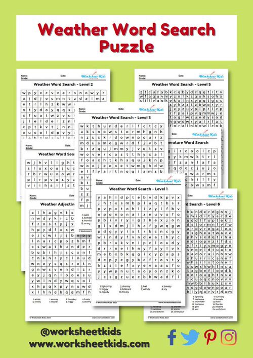 weather word search puzzle for kids