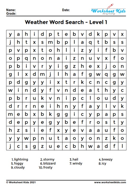 weather word search