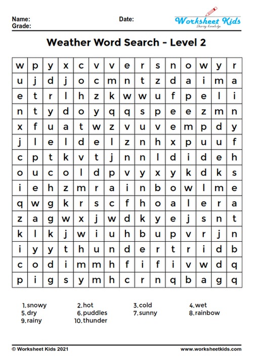windy weather word search