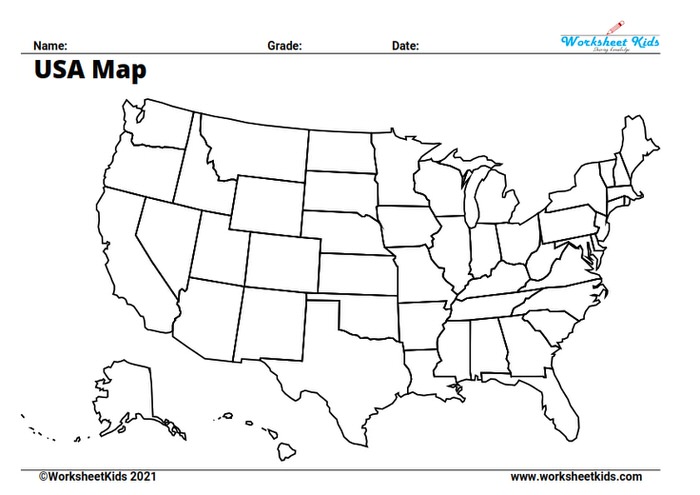 Blank US Map 50 states united states of america