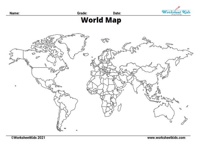 Printable Blank Map World Continent Usa Europe Asia Africa Pdf