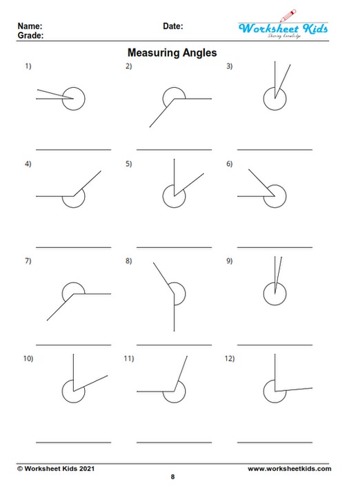 find the measure of each angle in degrees worksheet