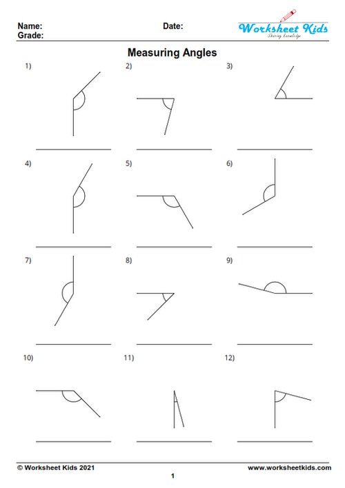 measuring angles with a protractor worksheet with answer key free pdf