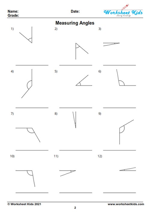 Measuring angles with a protractor worksheet with answer key Free PDF