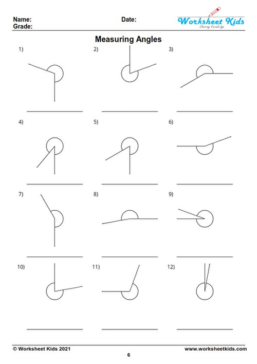 measuring angles with a protractor worksheet with answer key free pdf