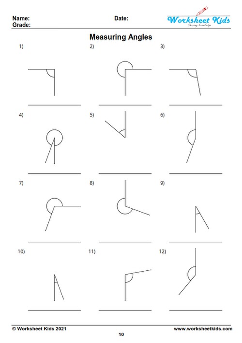 mesure acute angles worksheets