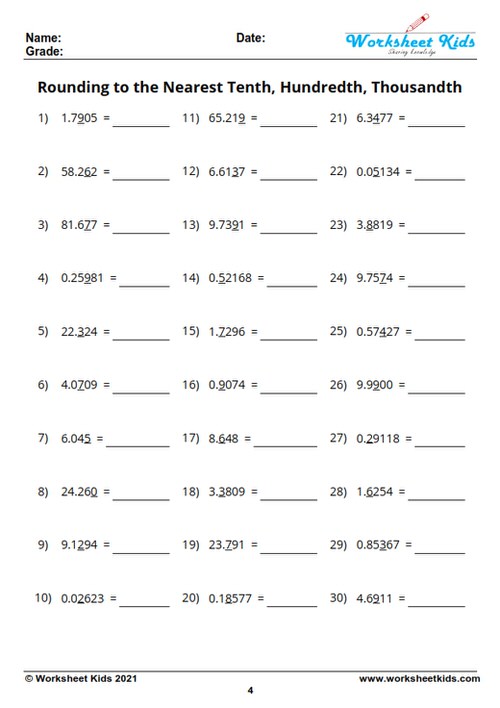 Free Printable 4 Nf 6 Worksheets Tenth And Hundredths