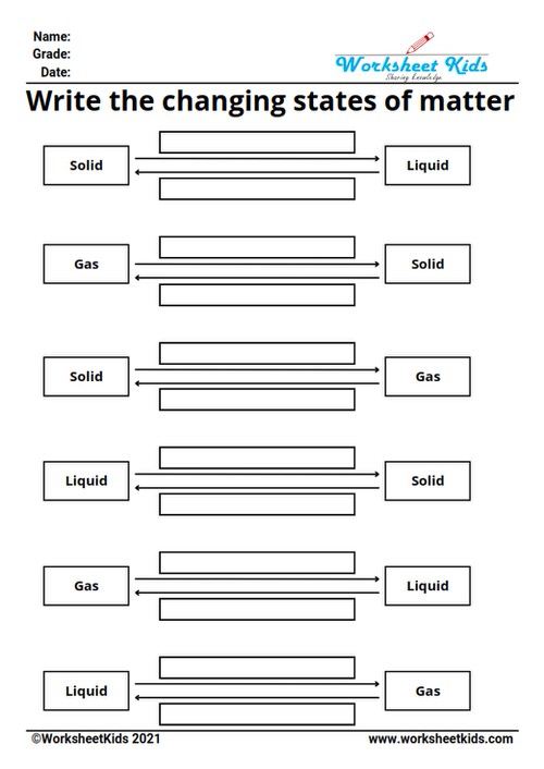 changes in states of matter worksheets