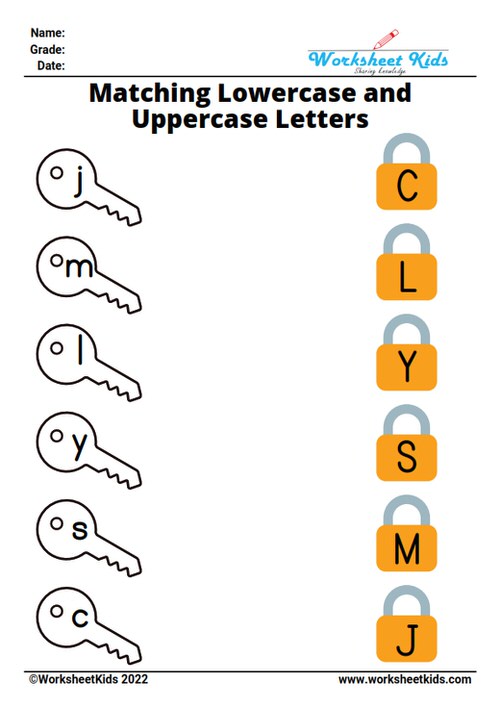 matching uppercase and lowercase letters worksheet