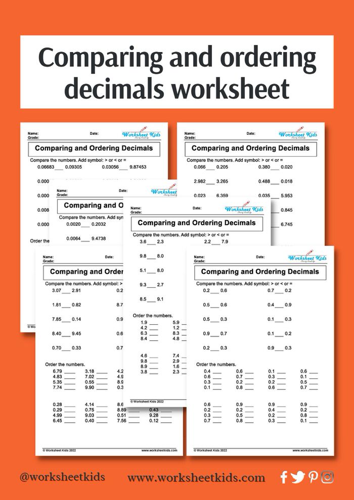 comparing and ordering decimals