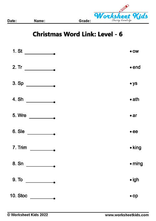 christmas linking words printable worksheets for 2nd and 3rd grade
