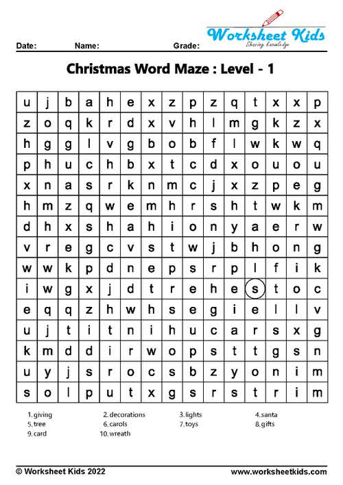 christmas word search and mazes