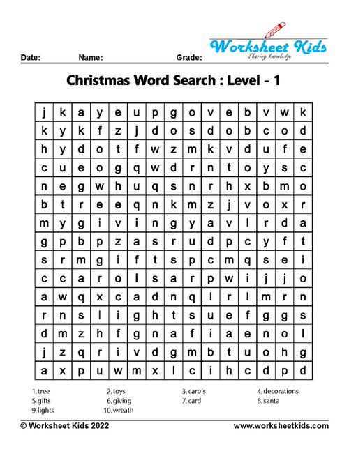 christmas word search printable
