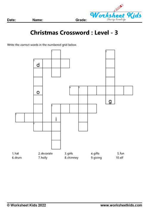 christmas words crossword with clue