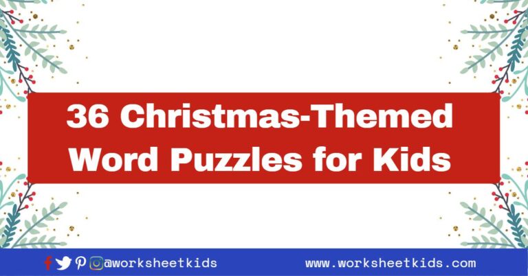 free printable Christmas themed Words puzzle Worksheets in pdf