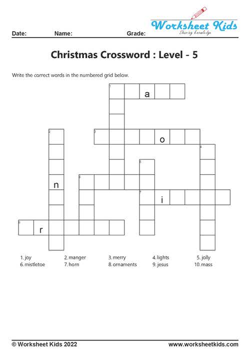 free printable christmas crossword puzzles with answers