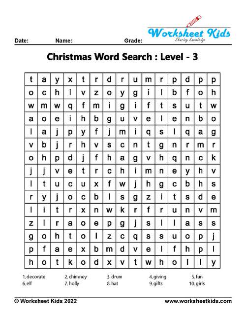 free printable christmas word search puzzles