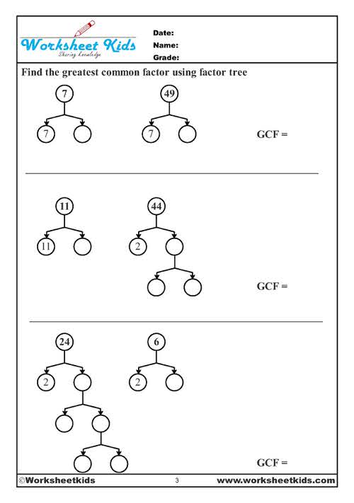 Find the greatest common factor tree