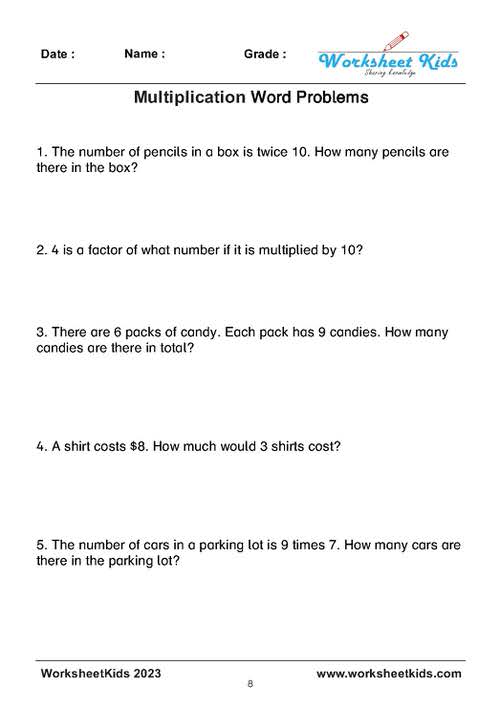 2 digit by 1 digit multiplication word problems