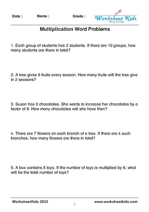 problem solving involving multiplication worksheets for grade 3