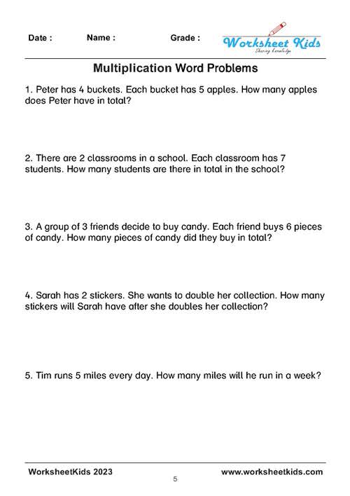 3rd grade multiplication word problems