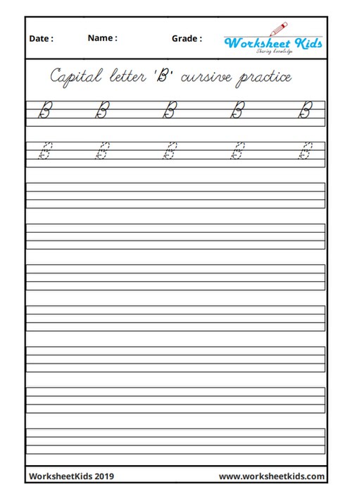 Capital B in cursive writing