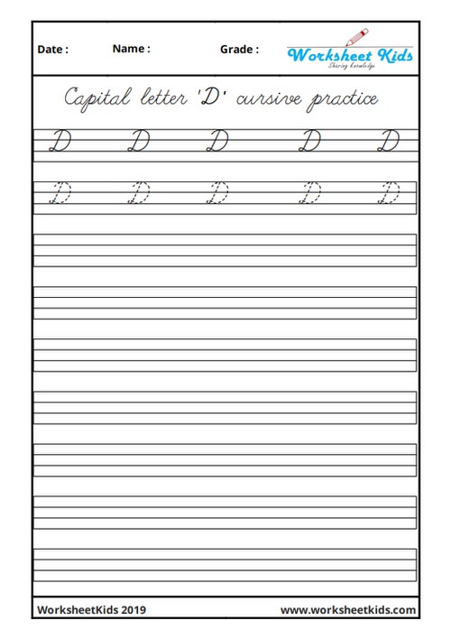 Capital D in cursive writing